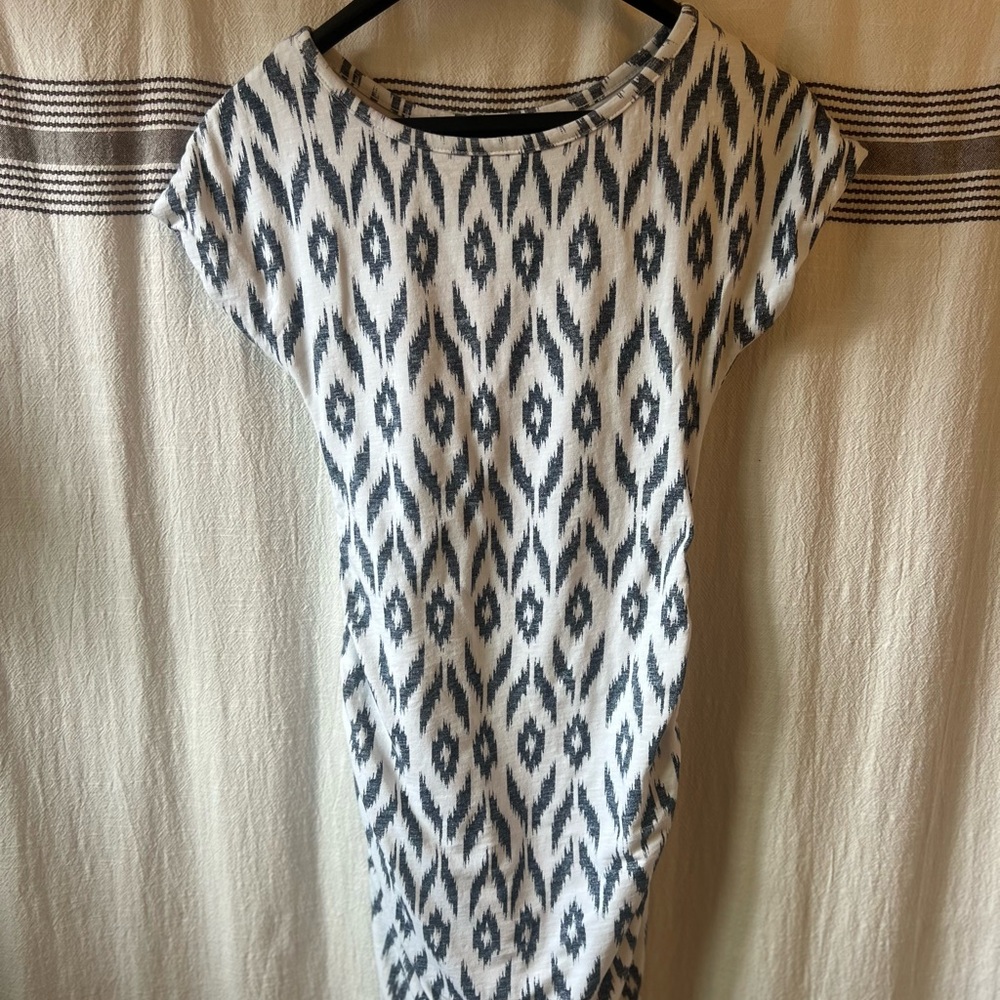 Sundry Black and White Midi Dress with Dolman Sleeves